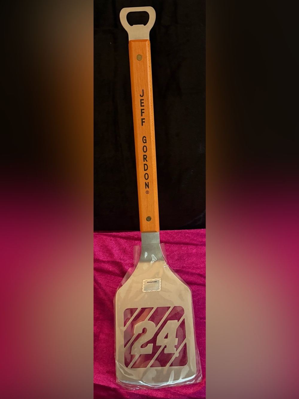 #24 Jeff Gordon Orange Wooden-Handle BBQ Turner with Bottle Opener